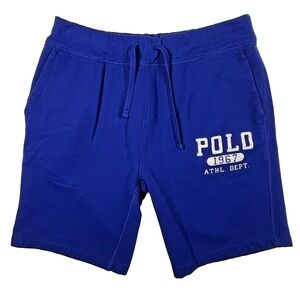 Polo Ralph Lauren Fleece Sweat Shorts Men's L Blue Embroidered Felt Logo 9"
